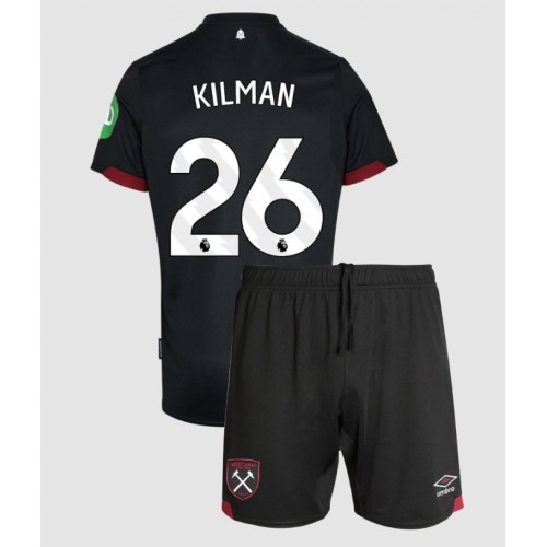 Fotballdrakt Barn West Ham United Max Kilman #26 Bortedraktsett 2024-25 Kortermet (+ Korte bukser)